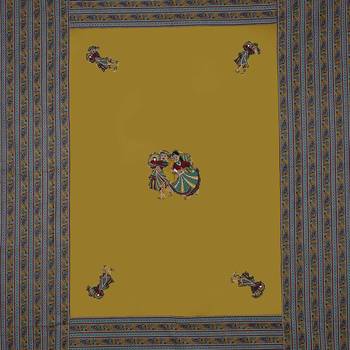 Applique Mehandi Green Chang Dance Jaipuri Hand Made Embroidery Patch Work Double Bedsheet 4