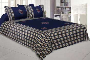 Applique Blue Gujri Jaipuri Hand Made Embroidery Patch Work Double Bedsheet 1