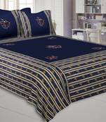 Applique Blue Gujri Jaipuri Hand Made Embroidery Patch Work Double Bedsheet