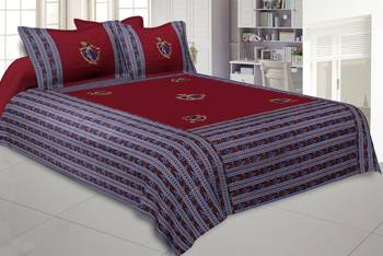 Applique Maroon Gujri Jaipuri Hand Made Embroidery Patch Work Double Bedsheet 1