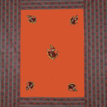 Applique Orange Gujri Jaipuri Hand Made Embroidery Patch Work Double Bedsheet 4
