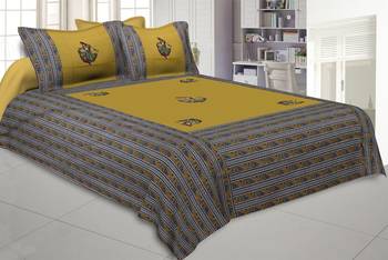 Applique Mehandi Green Gujri Jaipuri Hand Made Embroidery Patch Work Double Bedsheet 1