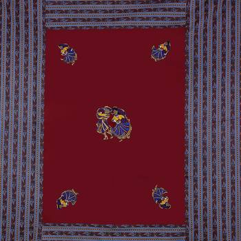Applique Maroon Rajasthani Dance Jaipuri Hand Made Embroidery Patch Work Double Bedsheet 4