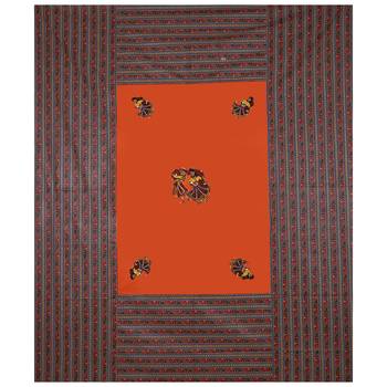 Applique Orange Rajasthani Dance Jaipuri Hand Made Embroidery Patch Work Double Bedsheet 3