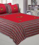 Applique Red Rajasthani Dance Jaipuri Hand Made Embroidery Patch Work Double Bedsheet
