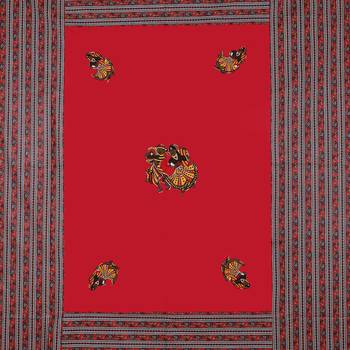 Applique Red Rajasthani Dance Jaipuri Hand Made Embroidery Patch Work Double Bedsheet 4
