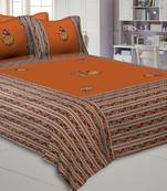 Applique Mustard Rajasthani Dance Jaipuri Hand Made Embroidery Patch Work Double Bedsheet