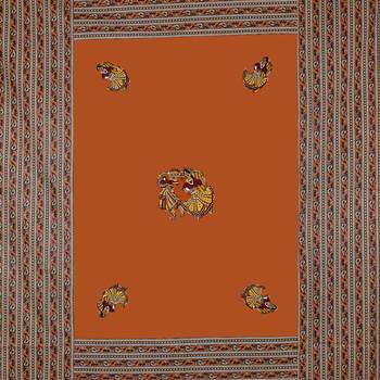 Applique Mustard Rajasthani Dance Jaipuri Hand Made Embroidery Patch Work Double Bedsheet 3