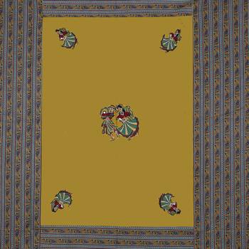 Applique Mehandi Green Rajasthani Dance Jaipuri Hand Made Embroidery Patch Work Double Bedsheet 4