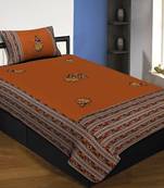 Applique Mustard Rajasthani Dance Jaipuri Hand Made Embroidery Patch Work Single Bedsheet