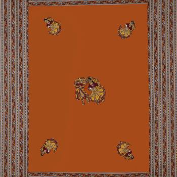 Applique Mustard Rajasthani Dance Jaipuri Hand Made Embroidery Patch Work Single Bedsheet 4