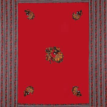 Applique Red Rajasthani Dance Jaipuri Hand Made Embroidery Patch Work Single Bedsheet 4