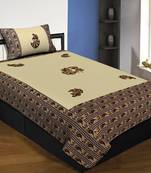 Applique Cream Rajasthani Dance Jaipuri Hand Made Embroidery Patch Work Single Bedsheet