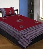 Applique Maroon Rajasthani Dance Jaipuri Hand Made Embroidery Patch Work Single Bedsheet