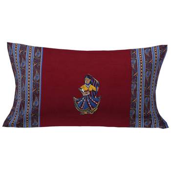 Applique Maroon Rajasthani Dance Jaipuri Hand Made Embroidery Patch Work Single Bedsheet 2