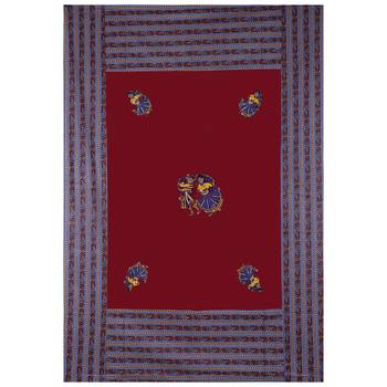 Applique Maroon Rajasthani Dance Jaipuri Hand Made Embroidery Patch Work Single Bedsheet 3