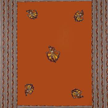 Applique Mustard Gujri Jaipuri Hand Made Embroidery Patch Work Single Bedsheet 4