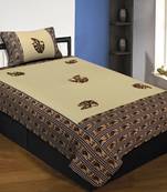 Applique Cream Gujri Jaipuri Hand Made Embroidery Patch Work Single Bedsheet