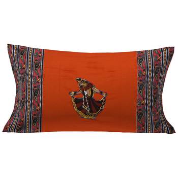 Applique Orange Gujri Jaipuri Hand Made Embroidery Patch Work Single Bedsheet 2