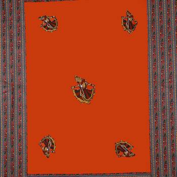 Applique Orange Gujri Jaipuri Hand Made Embroidery Patch Work Single Bedsheet 4