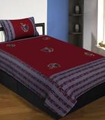 Applique Maroon Gujri Jaipuri Hand Made Embroidery Patch Work Single Bedsheet