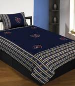 Applique Blue Gujri Jaipuri Hand Made Embroidery Patch Work Single Bedsheet