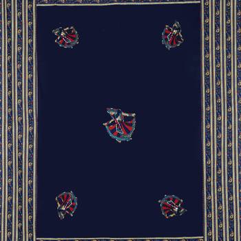 Applique Blue Gujri Jaipuri Hand Made Embroidery Patch Work Single Bedsheet 4