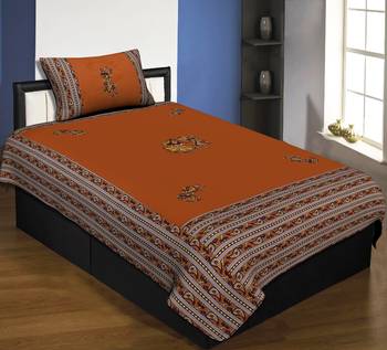 Applique Mustard Chang Dance Jaipuri Hand Made Embroidery Patch Work Single Bedsheet 1