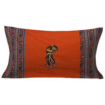 Applique Orange Chang Dance Jaipuri Hand Made Embroidery Patch Work Single Bedsheet 2