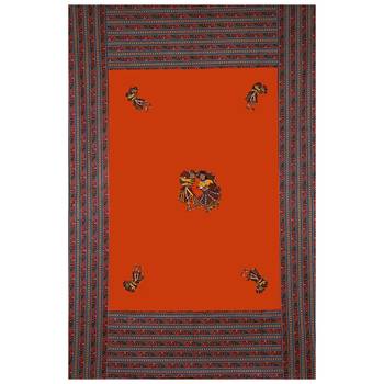 Applique Orange Chang Dance Jaipuri Hand Made Embroidery Patch Work Single Bedsheet 3