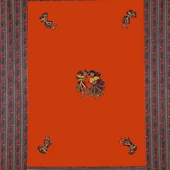 Applique Orange Chang Dance Jaipuri Hand Made Embroidery Patch Work Single Bedsheet 4
