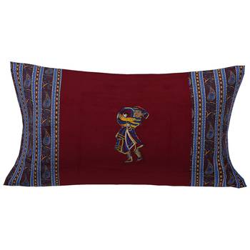 Applique Maroon Chang Dance Jaipuri Hand Made Embroidery Patch Work Single Bedsheet 2