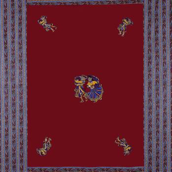 Applique Maroon Chang Dance Jaipuri Hand Made Embroidery Patch Work Single Bedsheet 4