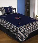 Applique Blue Chang Dance Jaipuri Hand Made Embroidery Patch Work Single Bedsheet