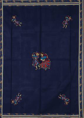 Applique Blue Chang Dance Jaipuri Hand Made Embroidery Patch Work Single Bedsheet 3