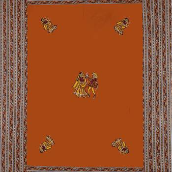 Applique Mustard Dandiya Jaipuri Hand Made Embroidery Patch Work Single Bedsheet 4