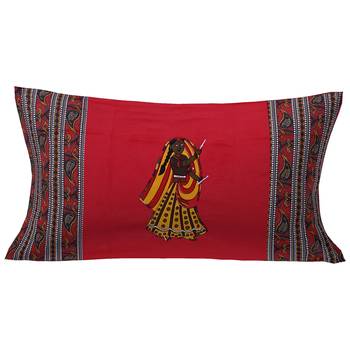 Applique Red Dandiya Jaipuri Hand Made Embroidery Patch Work Single Bedsheet 2