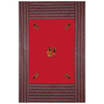 Applique Red Dandiya Jaipuri Hand Made Embroidery Patch Work Single Bedsheet 3