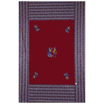 Applique Maroon Dandiya Jaipuri Hand Made Embroidery Patch Work Single Bedsheet 3
