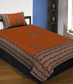 Applique Mustard Camel Jaipuri Hand Made Embroidery Patch Work Single Bedsheet