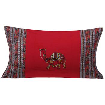 Applique Red Camel Jaipuri Hand Made Embroidery Patch Work Single Bedsheet 2