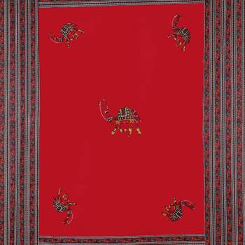Applique Red Camel Jaipuri Hand Made Embroidery Patch Work Single Bedsheet 4
