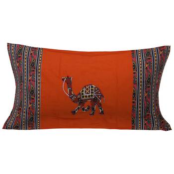 Applique Orange Camel Jaipuri Hand Made Embroidery Patch Work Single Bedsheet 2
