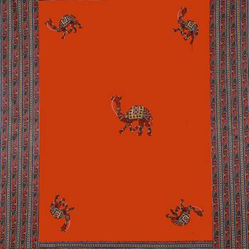 Applique Orange Camel Jaipuri Hand Made Embroidery Patch Work Single Bedsheet 4