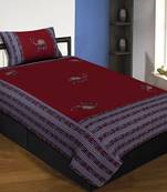 Applique Maroon Camel Jaipuri Hand Made Embroidery Patch Work Single Bedsheet