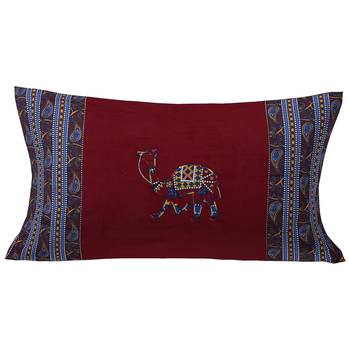 Applique Maroon Camel Jaipuri Hand Made Embroidery Patch Work Single Bedsheet 2