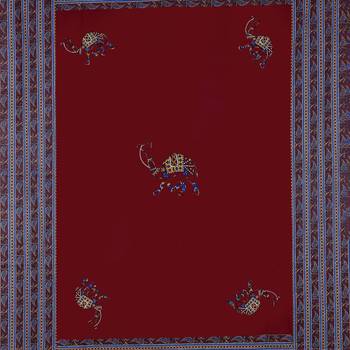 Applique Maroon Camel Jaipuri Hand Made Embroidery Patch Work Single Bedsheet 4