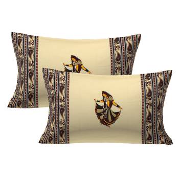 Applique Cream Gujri Jaipuri Hand Made Embroidery Patch Work Double Bedsheet 2