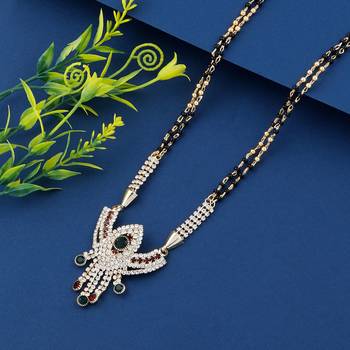 SILVER SHINE Gold Plated Green and Red Diamond Necklace Mangalsutra For Women Jewellery 1