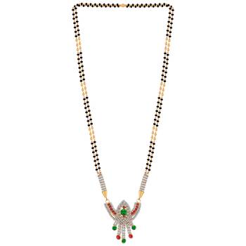 SILVER SHINE Gold Plated Green and Red Diamond Necklace Mangalsutra For Women Jewellery 2